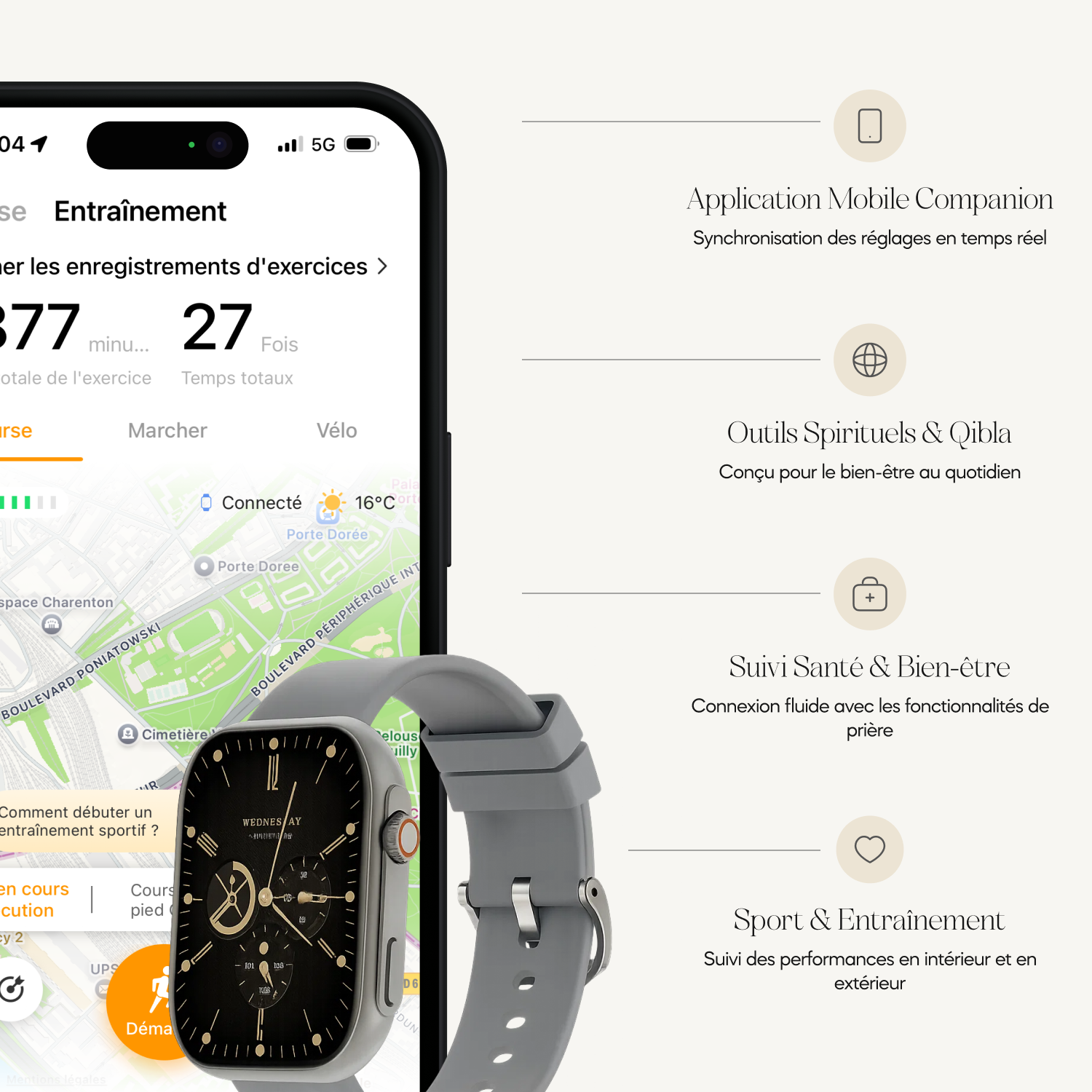 Montre connecté Najm Gris