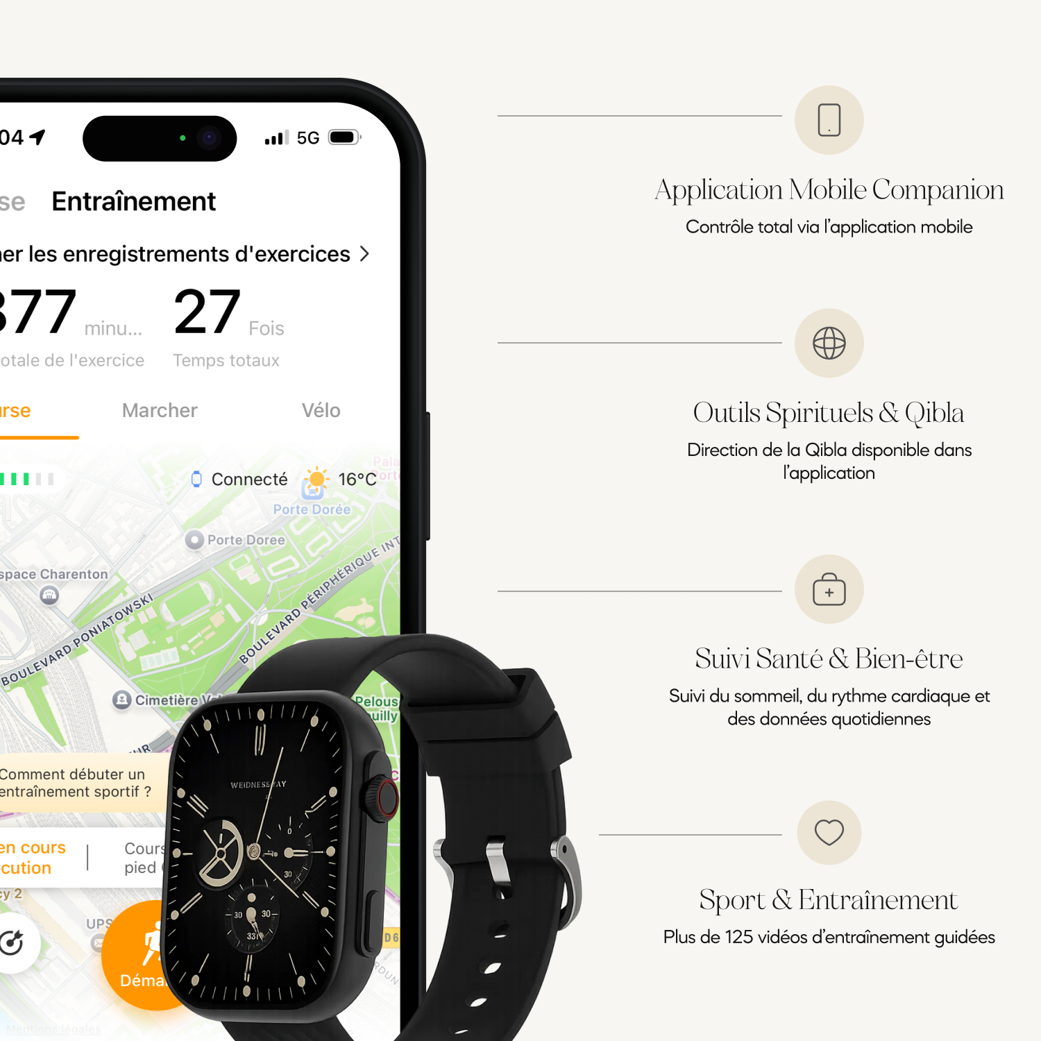 Montre connecté Najm Noir