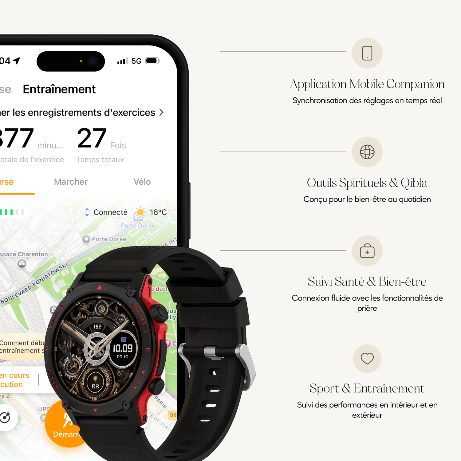 Montre connecté Seif Noir