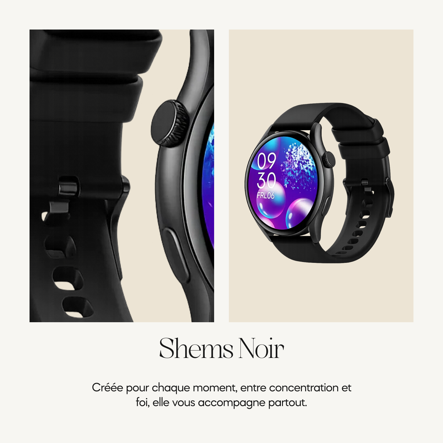 Montre connecté Shems Noir